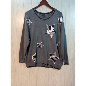 Torrid Grey Crew Neck Sweater Camo Star Size 1 1X Long Sleeve Warm Winter